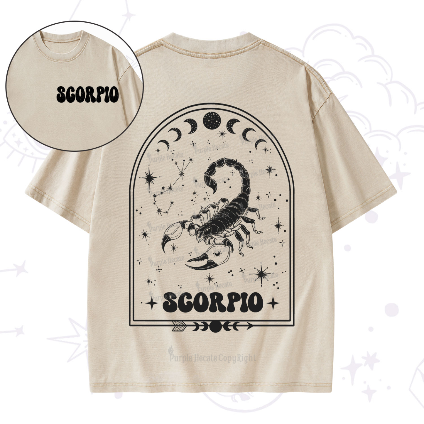 Purplehecate Zodiac Scorpio Under the Stars Washed T-Shirt