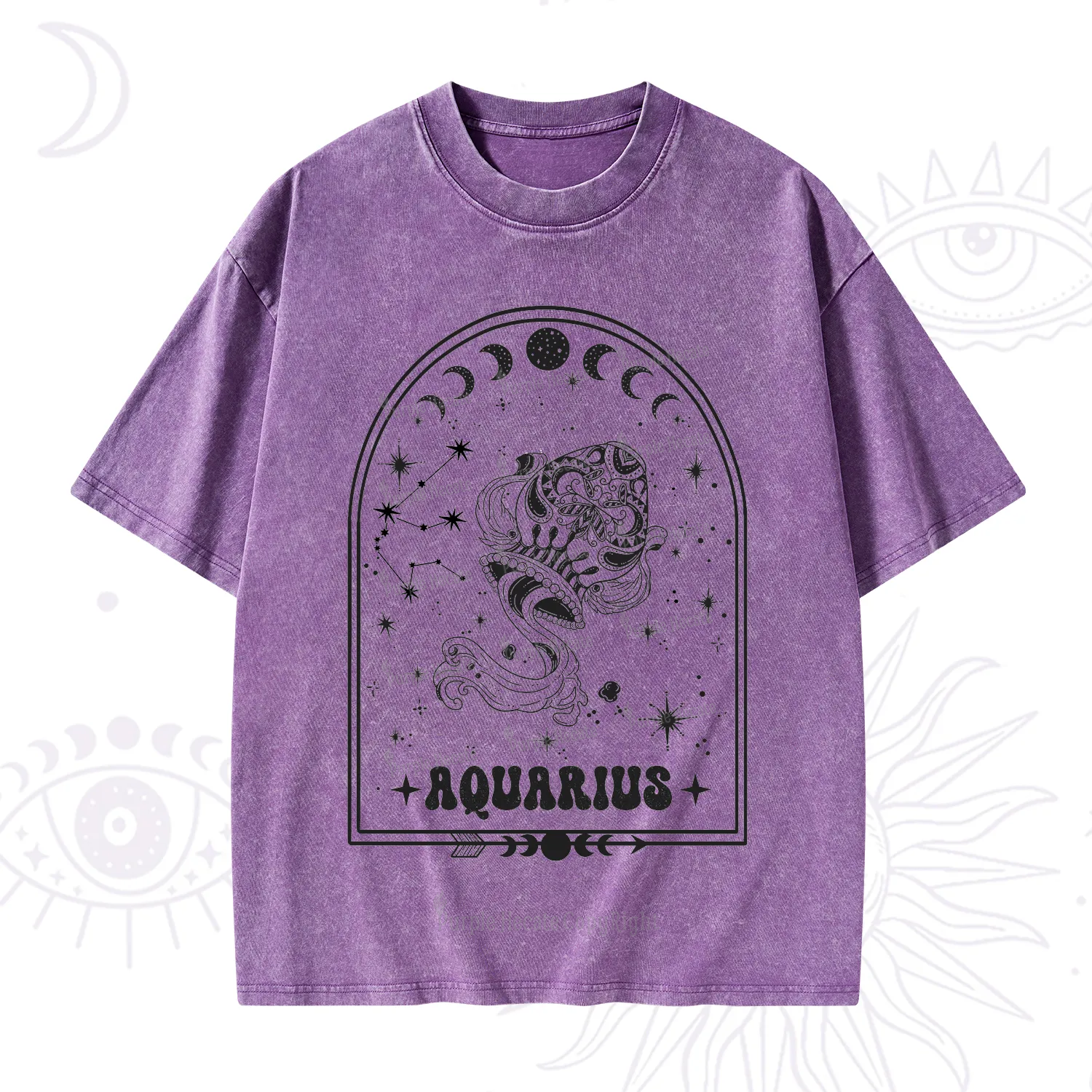 Purplehecate Zodiac Aquarius Under the Stars Washed T-Shirt
