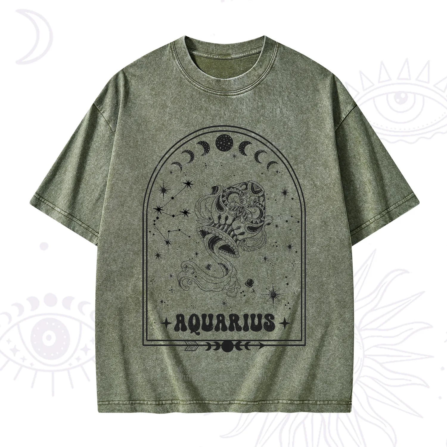 Purplehecate Zodiac Aquarius Under the Stars Washed T-Shirt