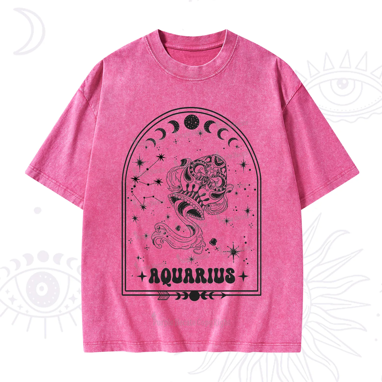 Purplehecate Zodiac Aquarius Under the Stars Washed T-Shirt