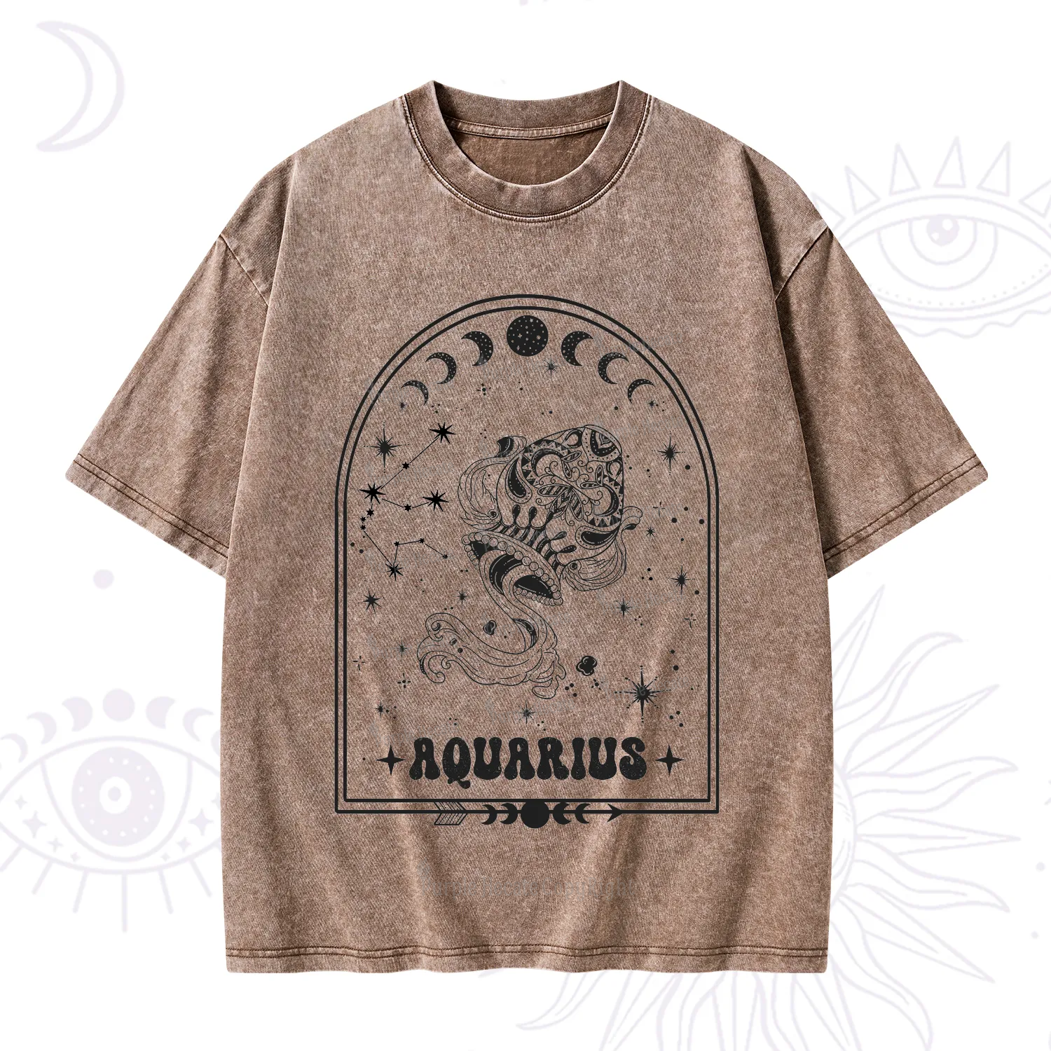 Purplehecate Zodiac Aquarius Under the Stars Washed T-Shirt