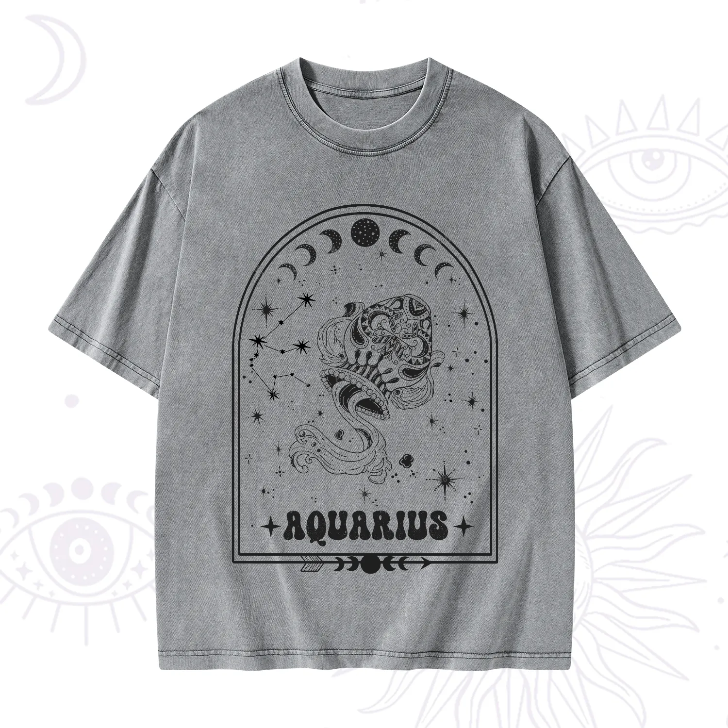 Purplehecate Zodiac Aquarius Under the Stars Washed T-Shirt