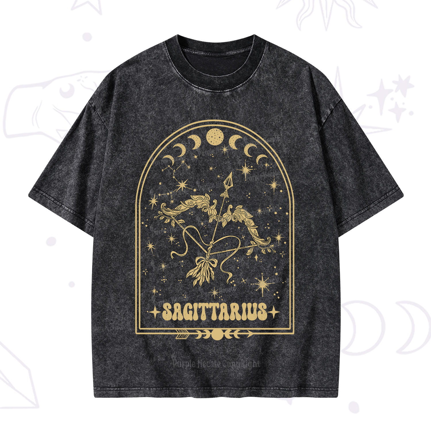 Purplehecate Zodiac Sagittarius Under the Stars Washed T-Shirt