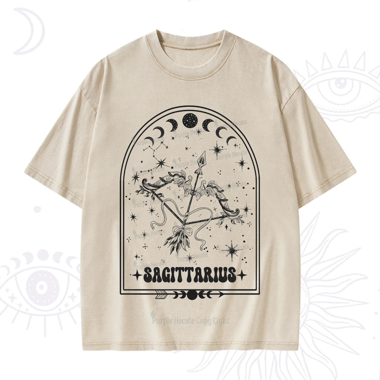 Purplehecate Zodiac Sagittarius Under the Stars Washed T-Shirt