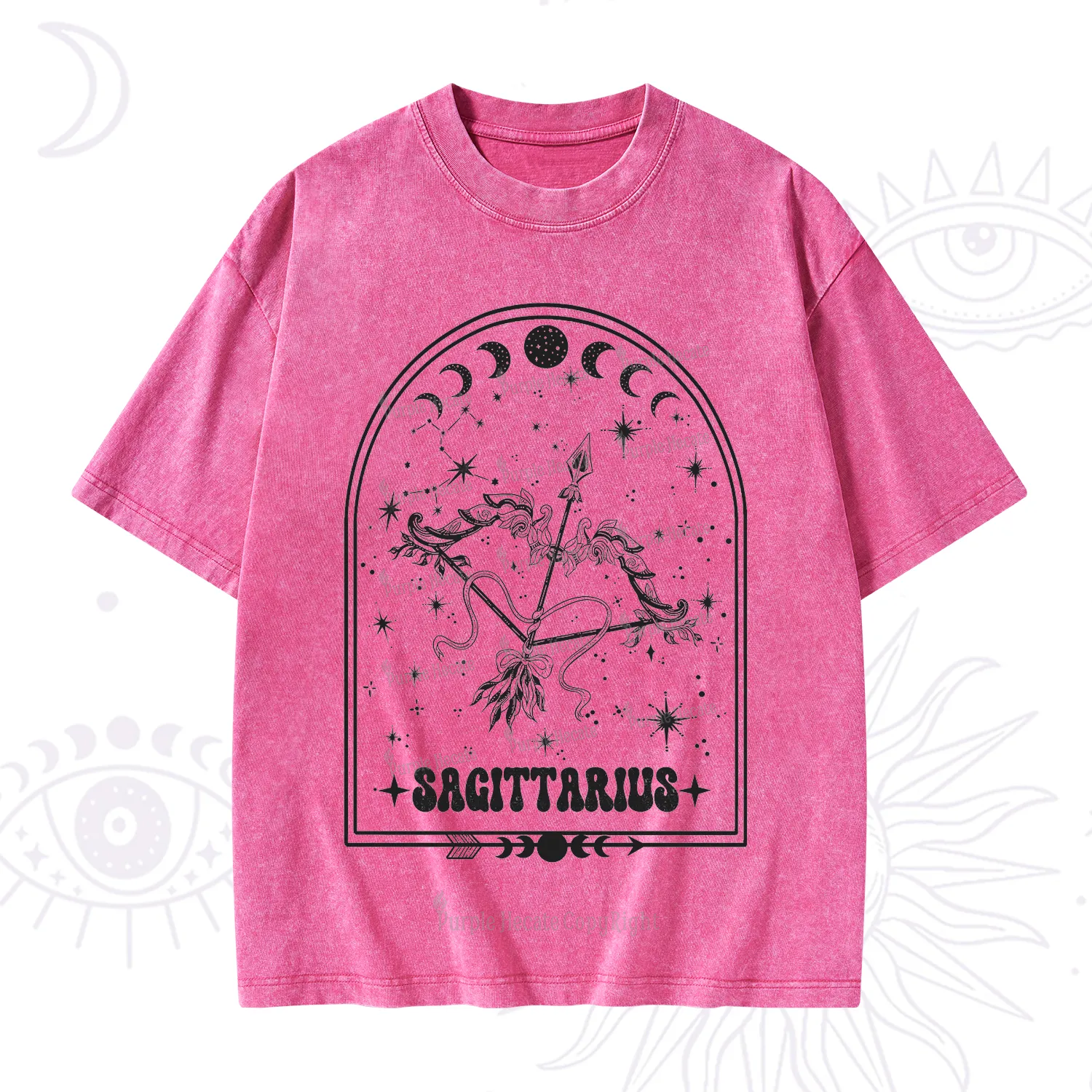 Purplehecate Zodiac Sagittarius Under the Stars Washed T-Shirt