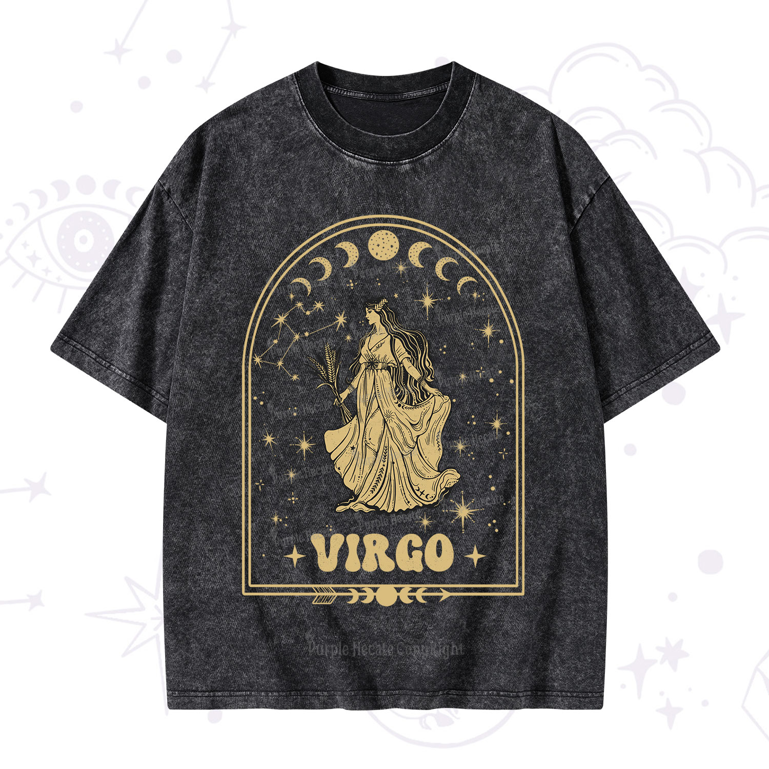 Purplehecate Zodiac Virgo Under the Stars Washed T-Shirt
