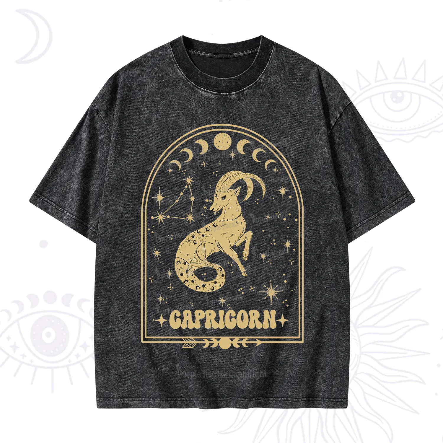 Purplehecate Zodiac Capricorn Under the Stars Washed T-Shirt