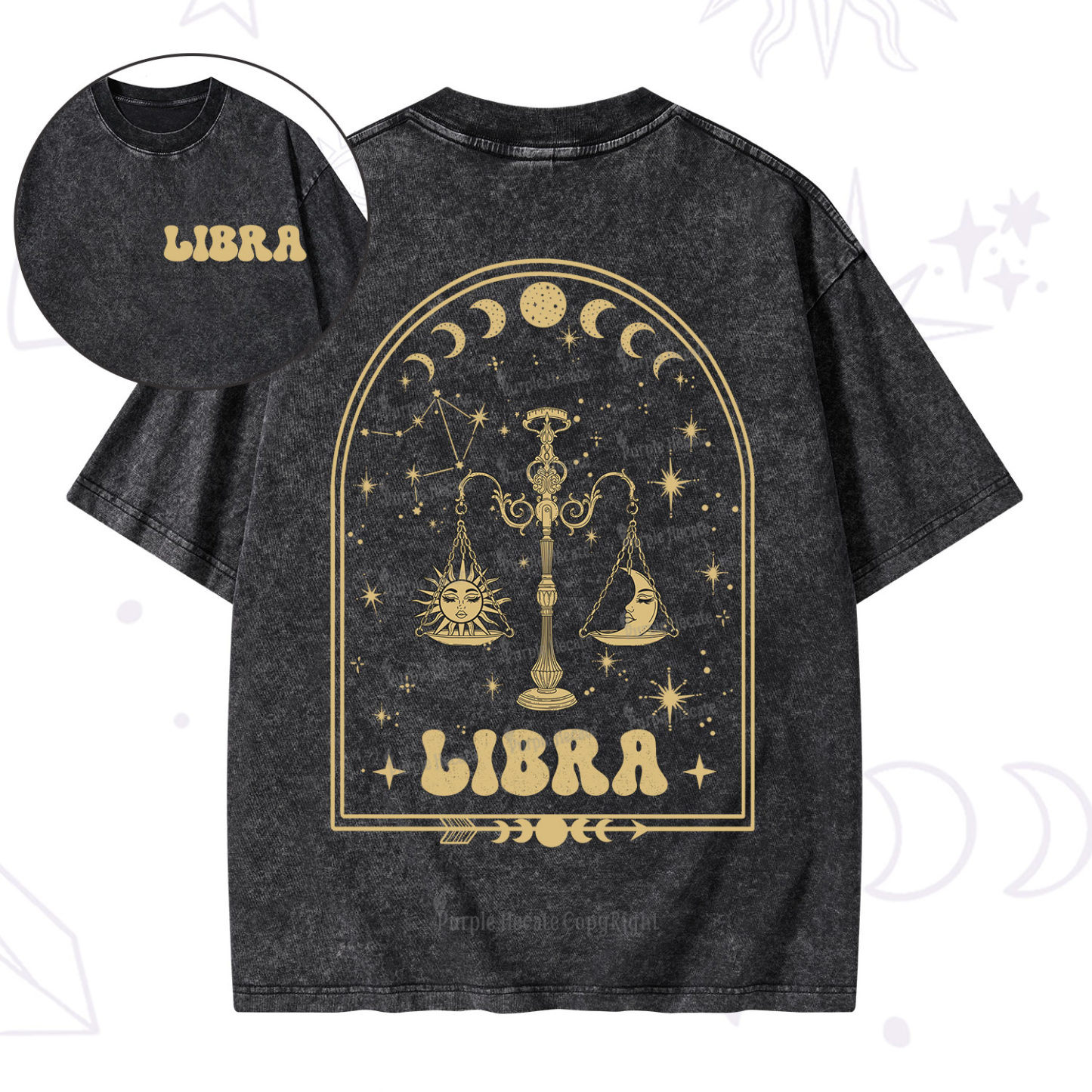 Purplehecate Zodiac Libra Under the Stars Washed T-Shirt