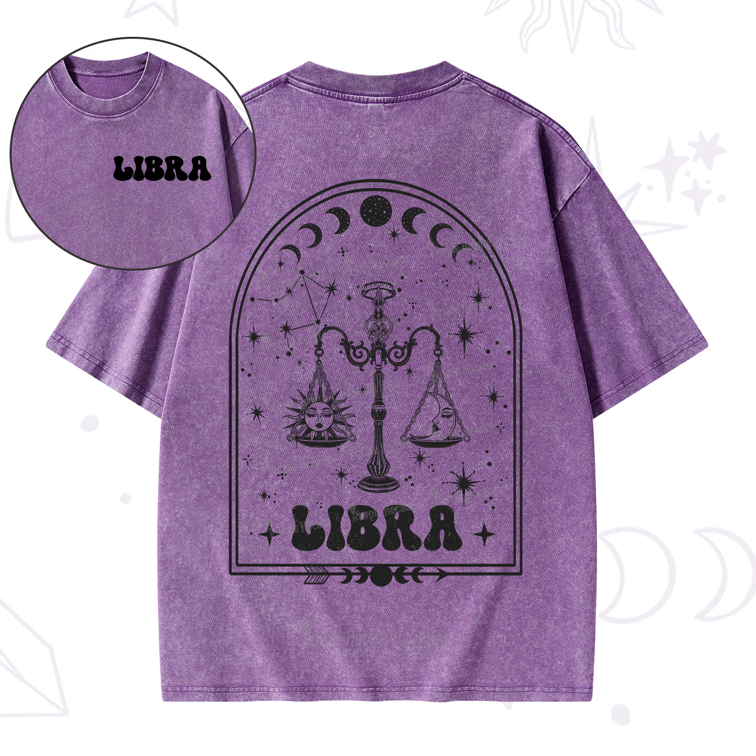 Purplehecate Zodiac Libra Under the Stars Washed T-Shirt