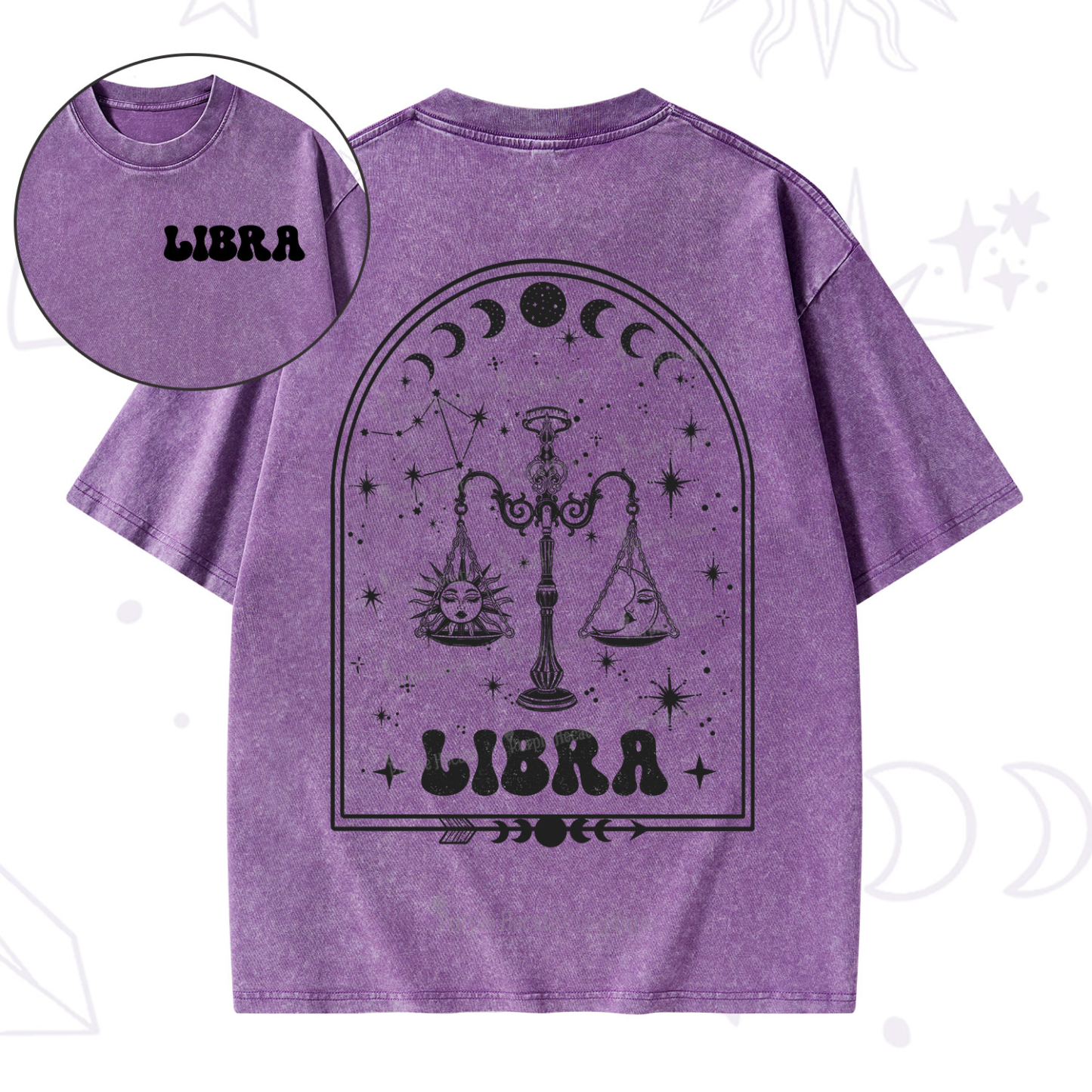 Purplehecate Zodiac Libra Under the Stars Washed T-Shirt