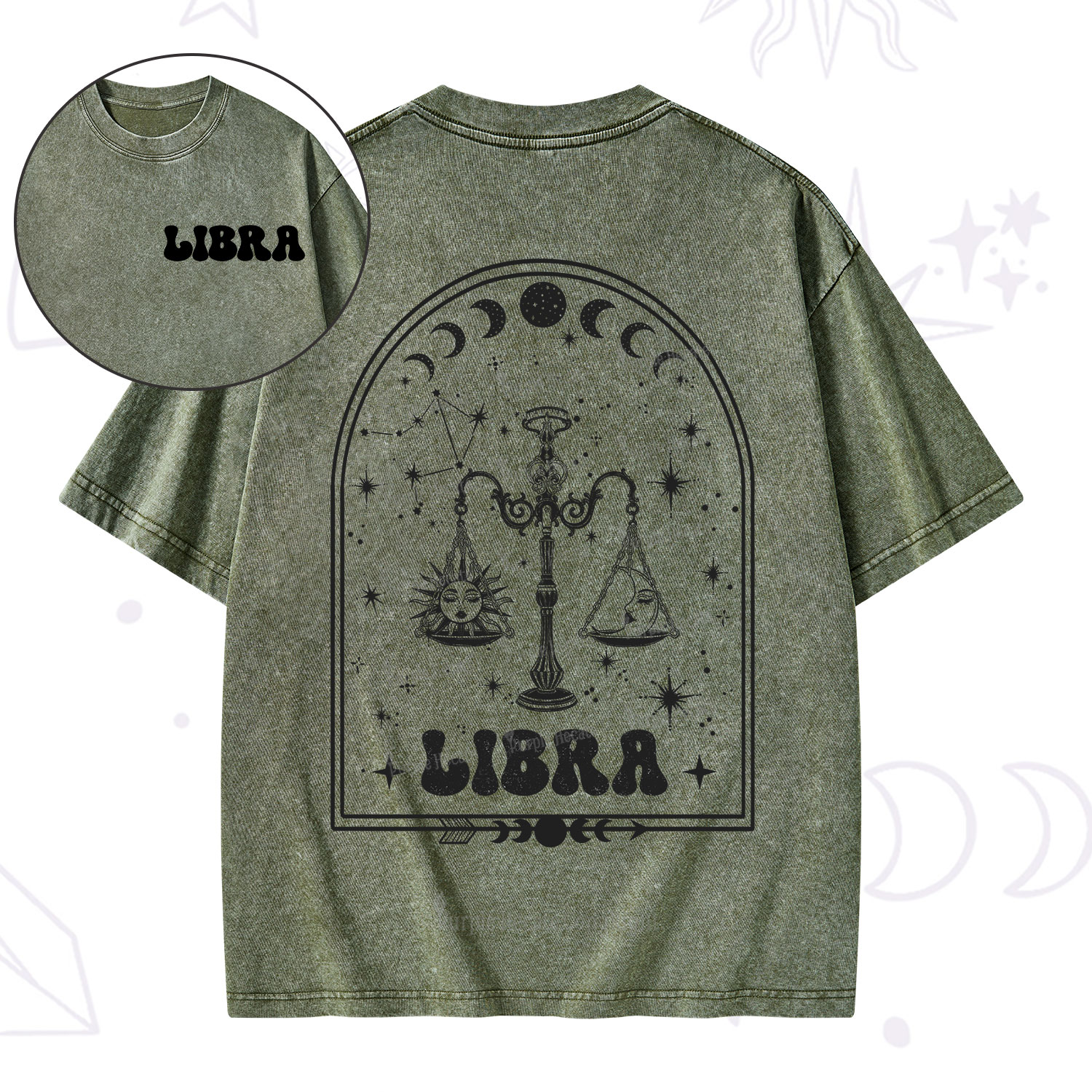 Purplehecate Zodiac Libra Under the Stars Washed T-Shirt