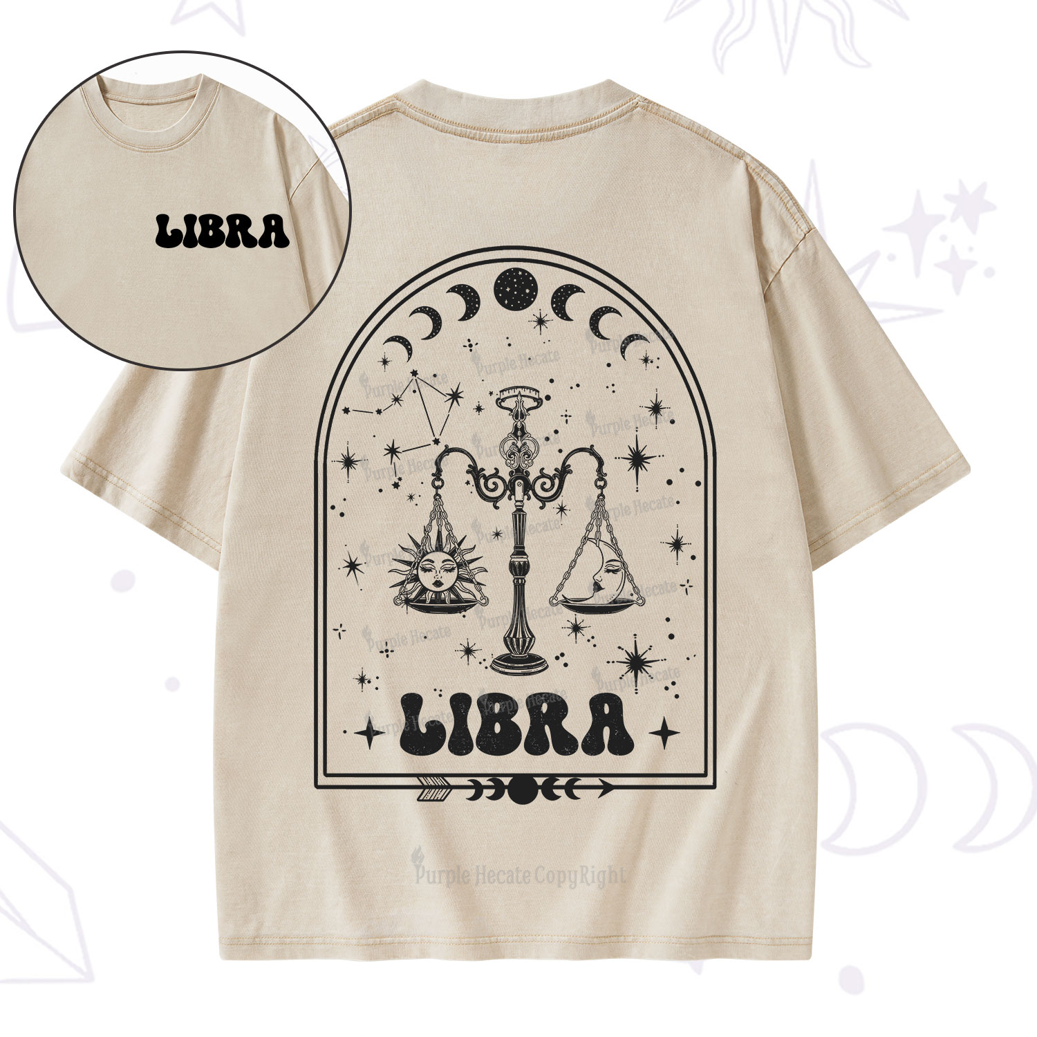 Purplehecate Zodiac Libra Under the Stars Washed T-Shirt