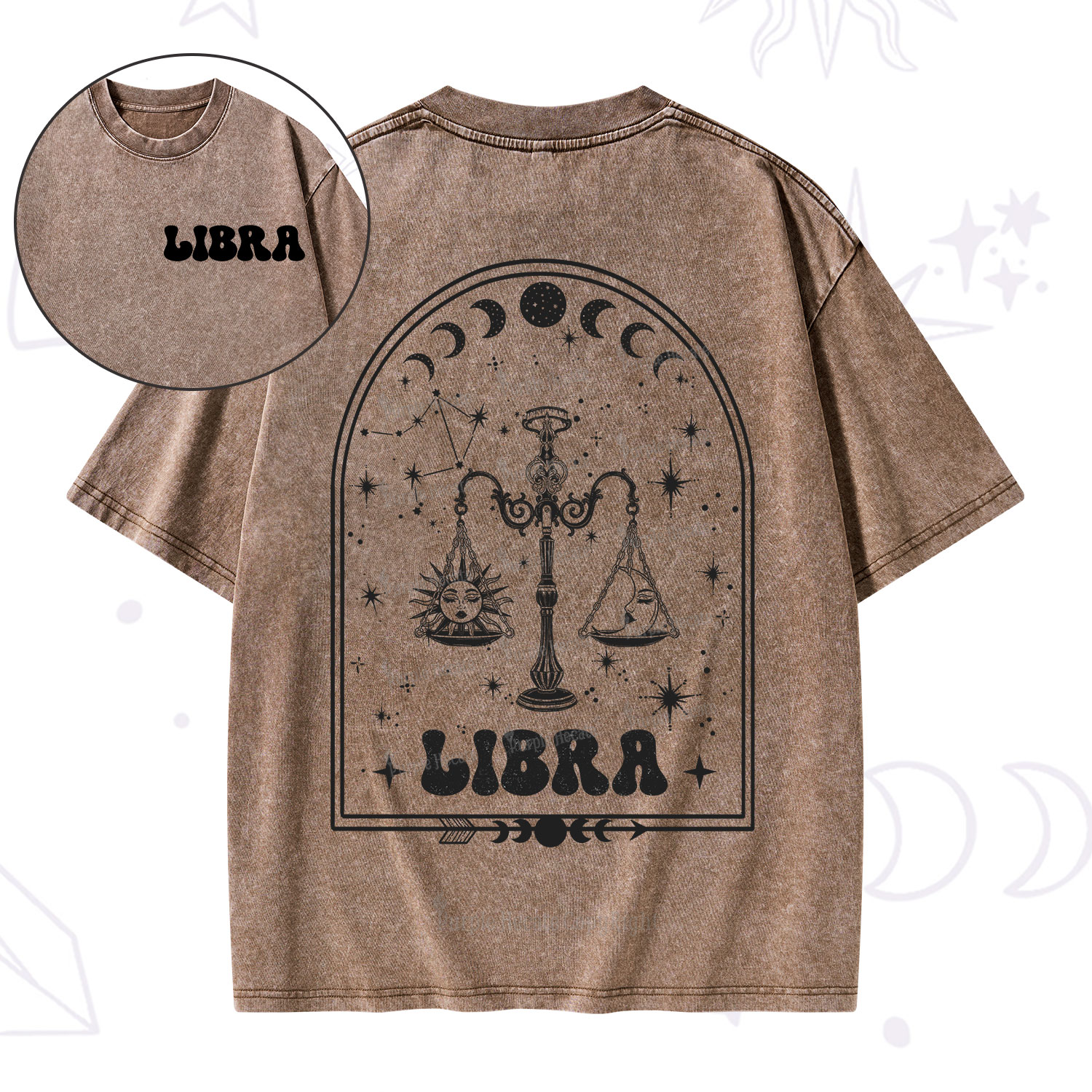 Purplehecate Zodiac Libra Under the Stars Washed T-Shirt