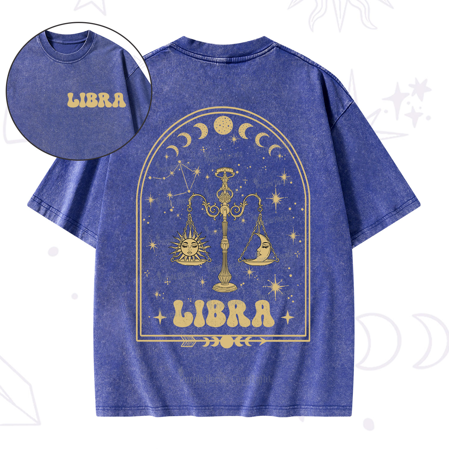 Purplehecate Zodiac Libra Under the Stars Washed T-Shirt