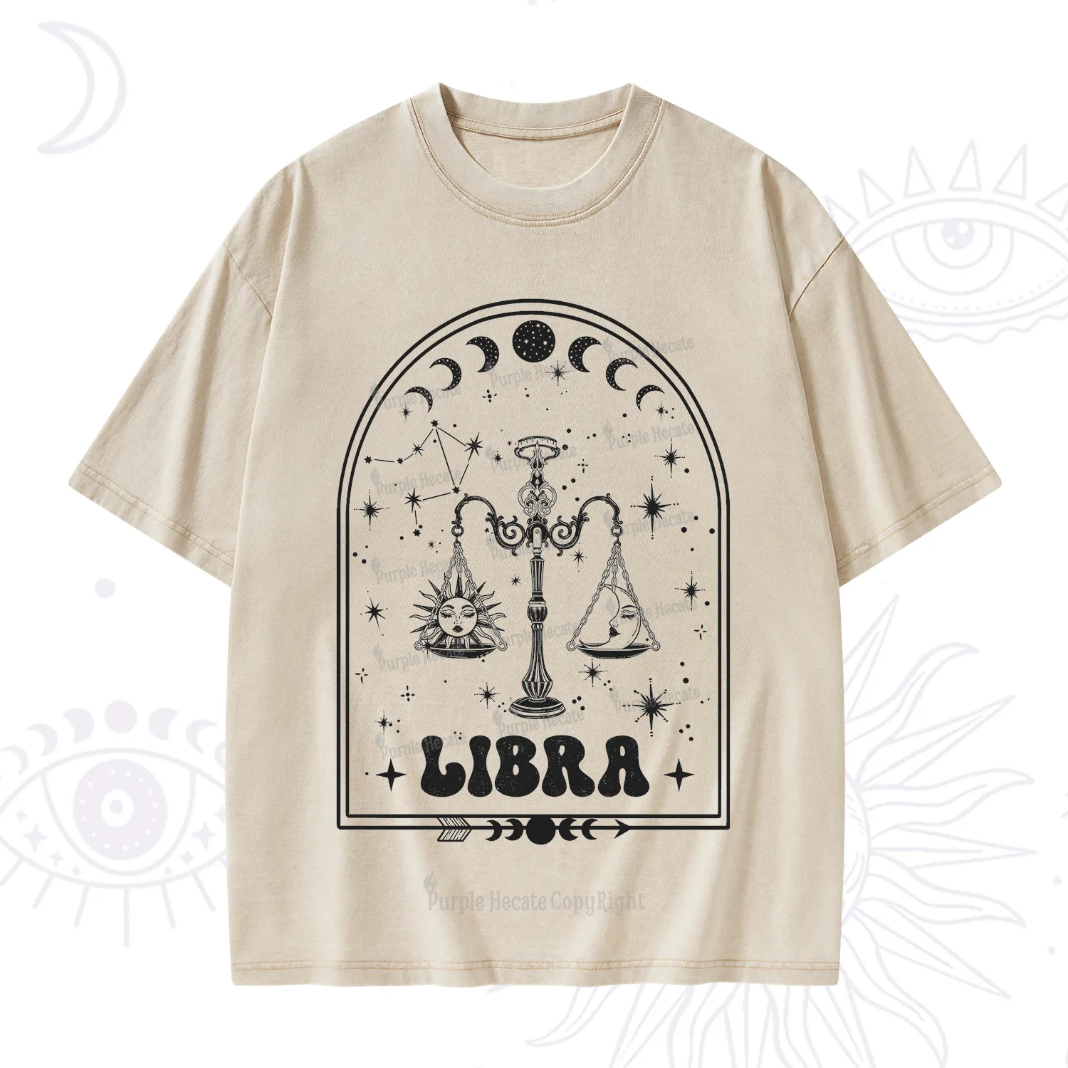 Purplehecate Zodiac Libra Under the Stars Washed T-Shirt
