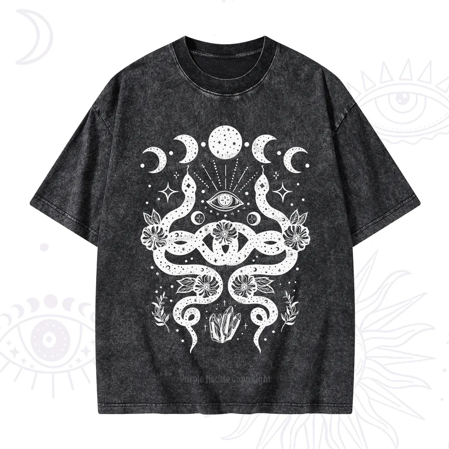 Purplehecate Lunar Serpent Alchemy Washed T-Shirt