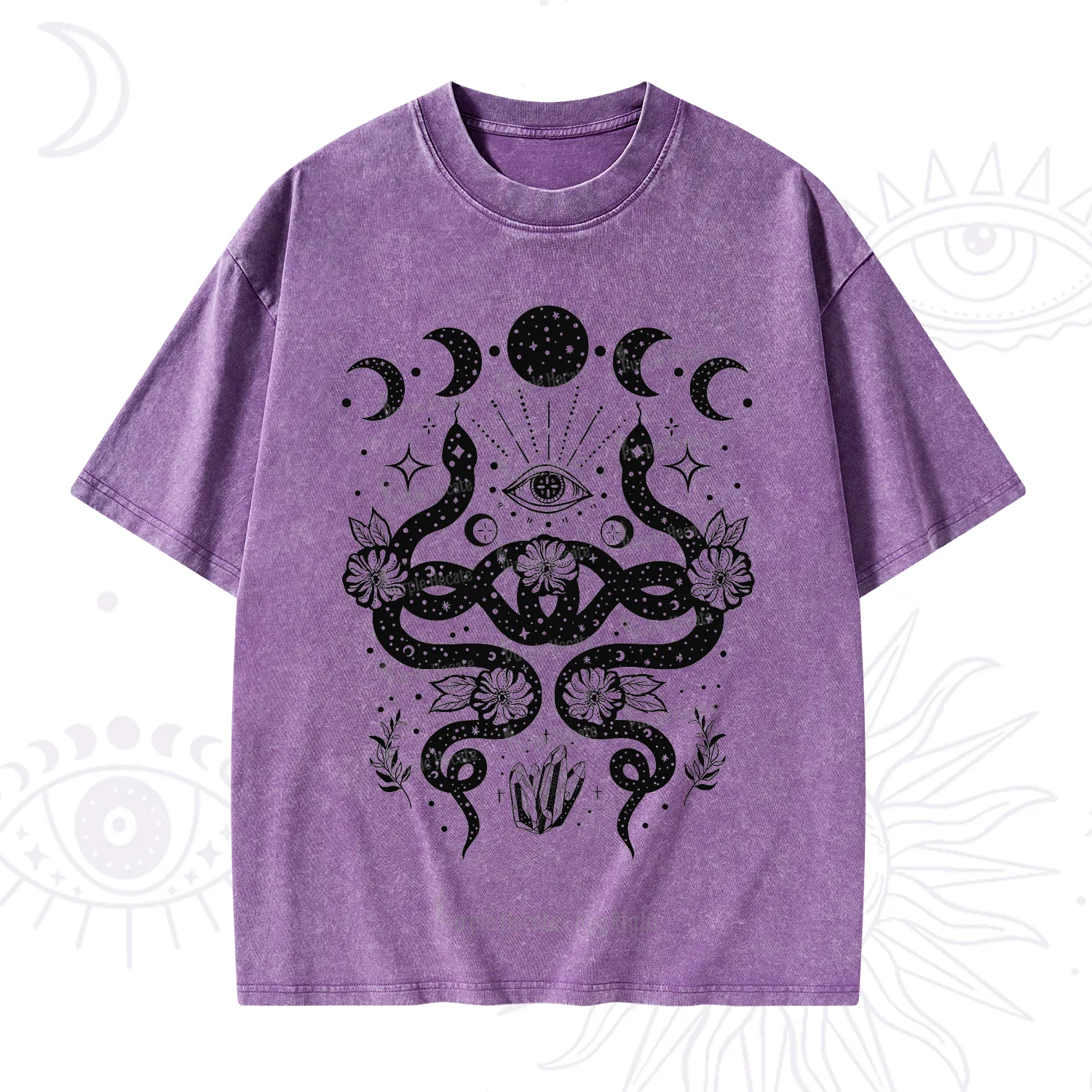 Purplehecate Lunar Serpent Alchemy Washed T-Shirt
