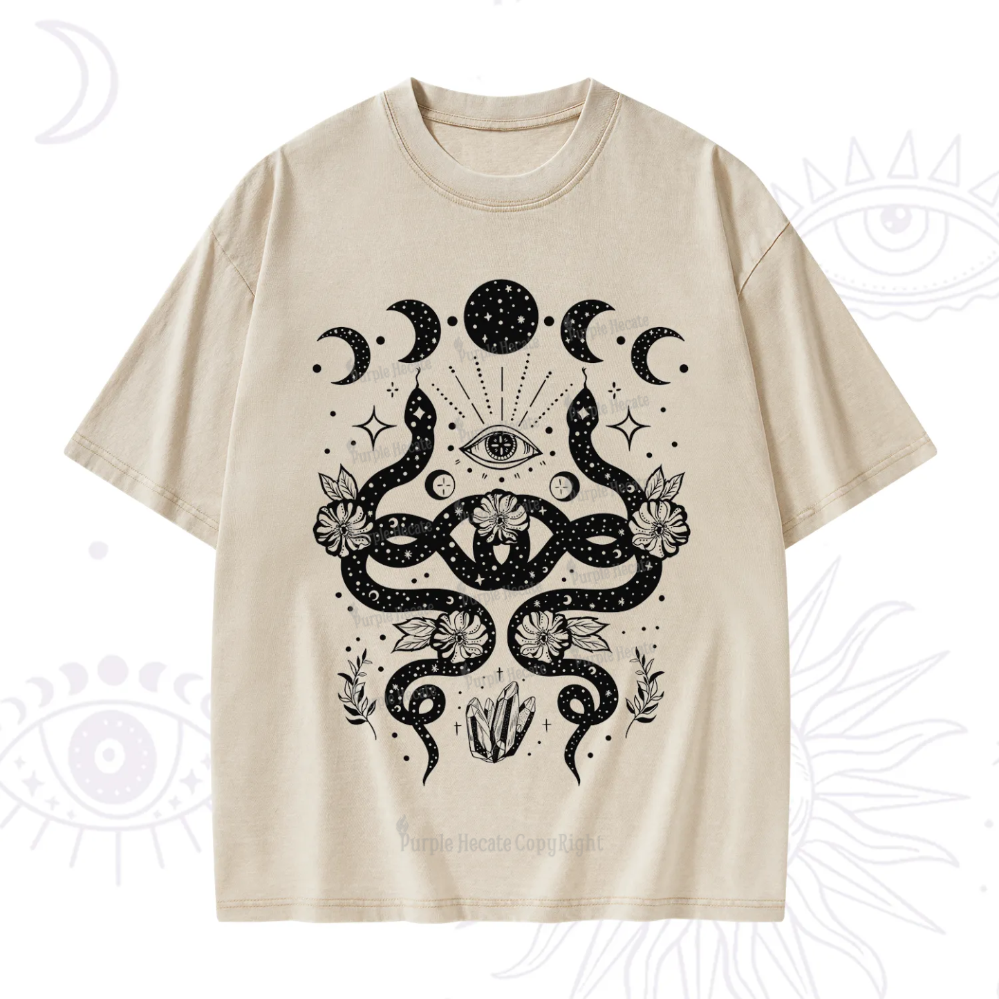 Purplehecate Lunar Serpent Alchemy Washed T-Shirt