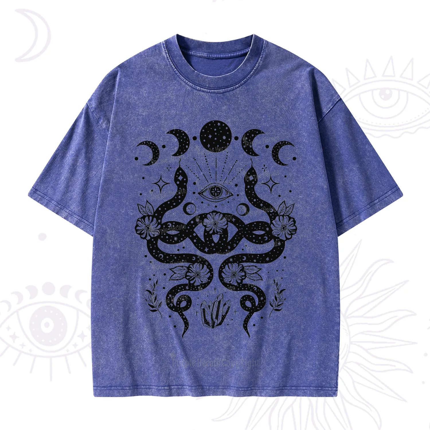 Purplehecate Lunar Serpent Alchemy Washed T-Shirt