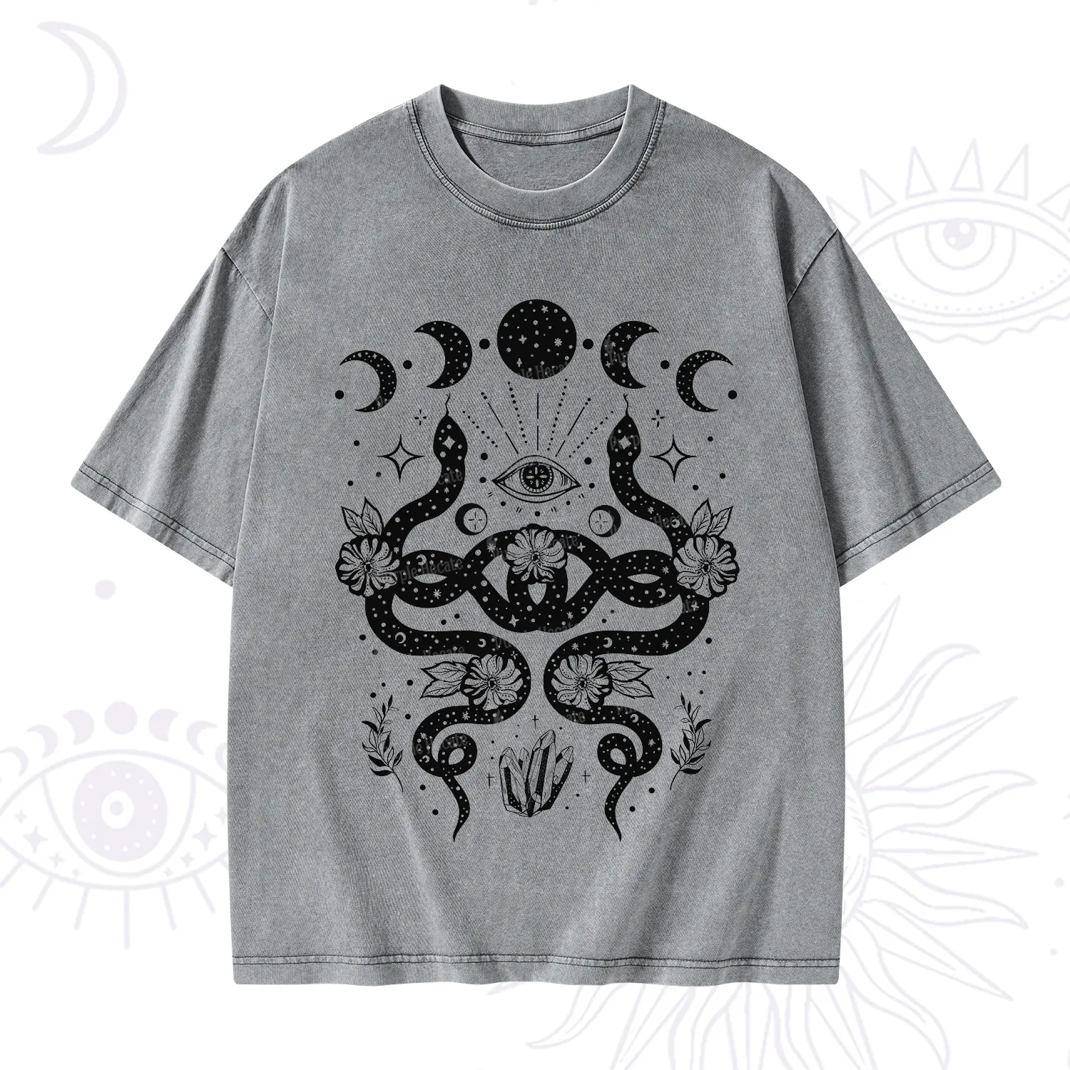 Purplehecate Lunar Serpent Alchemy Washed T-Shirt