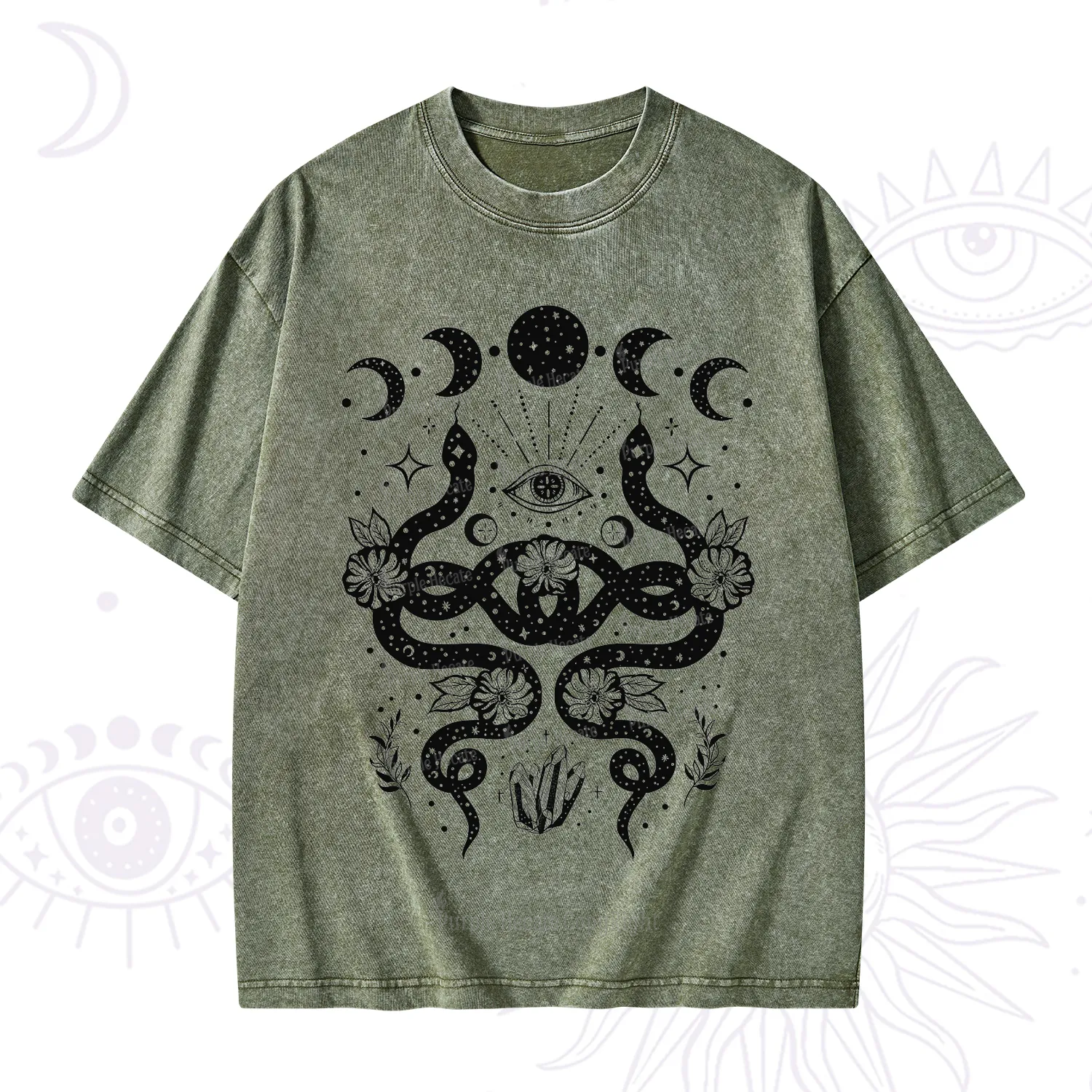Purplehecate Lunar Serpent Alchemy Washed T-Shirt