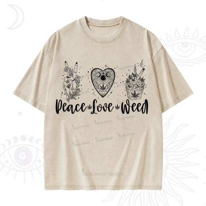 Purplehecate Peace Love Weed Washed T-Shirt