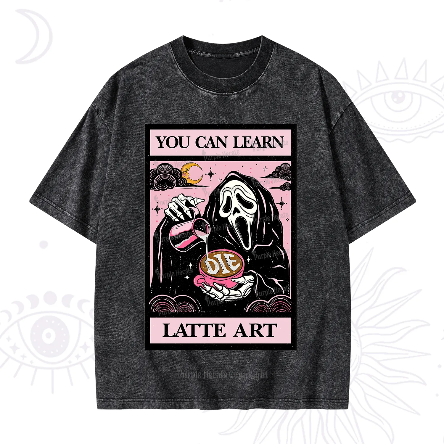 Purplehecate The You Can Learn Latte Art Oracle Card Washed T-Shirt