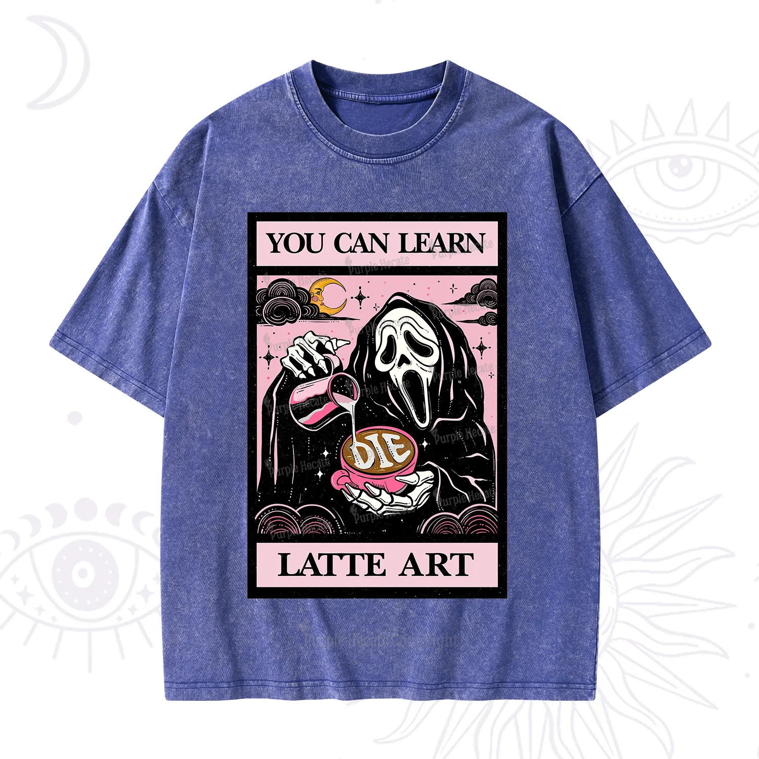 Purplehecate The You Can Learn Latte Art Oracle Card Washed T-Shirt