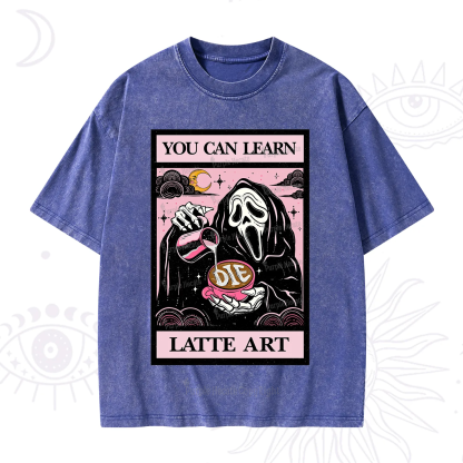 Purplehecate The You Can Learn Latte Art Oracle Card Washed T-Shirt