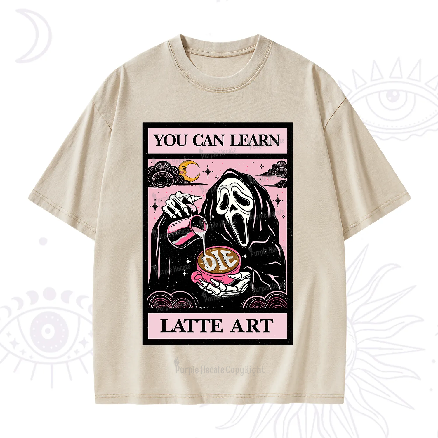 Purplehecate The You Can Learn Latte Art Oracle Card Washed T-Shirt