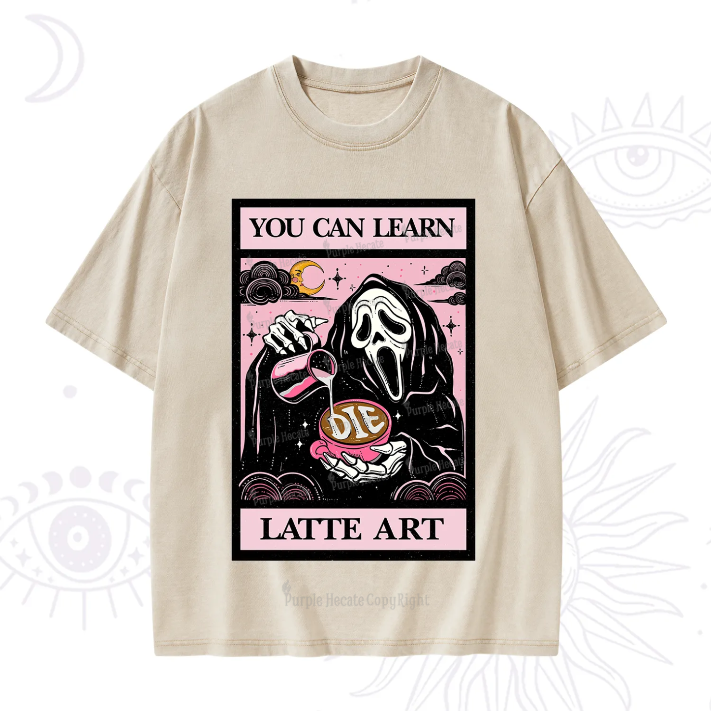 Purplehecate The You Can Learn Latte Art Oracle Card Washed T-Shirt
