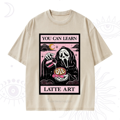 Purplehecate The You Can Learn Latte Art Oracle Card Washed T-Shirt
