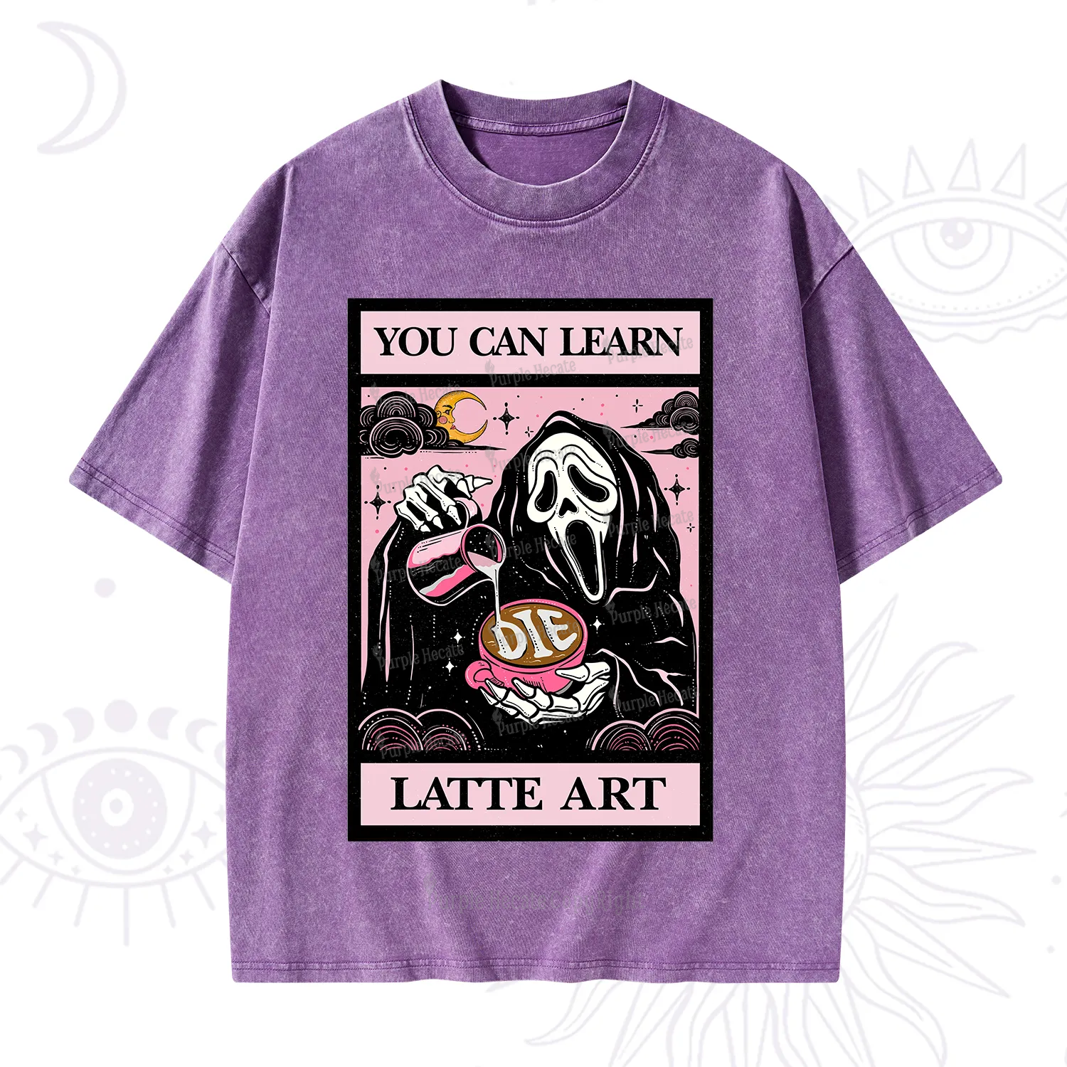 Purplehecate The You Can Learn Latte Art Oracle Card Washed T-Shirt