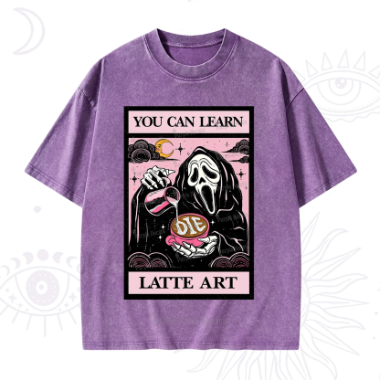 Purplehecate The You Can Learn Latte Art Oracle Card Washed T-Shirt