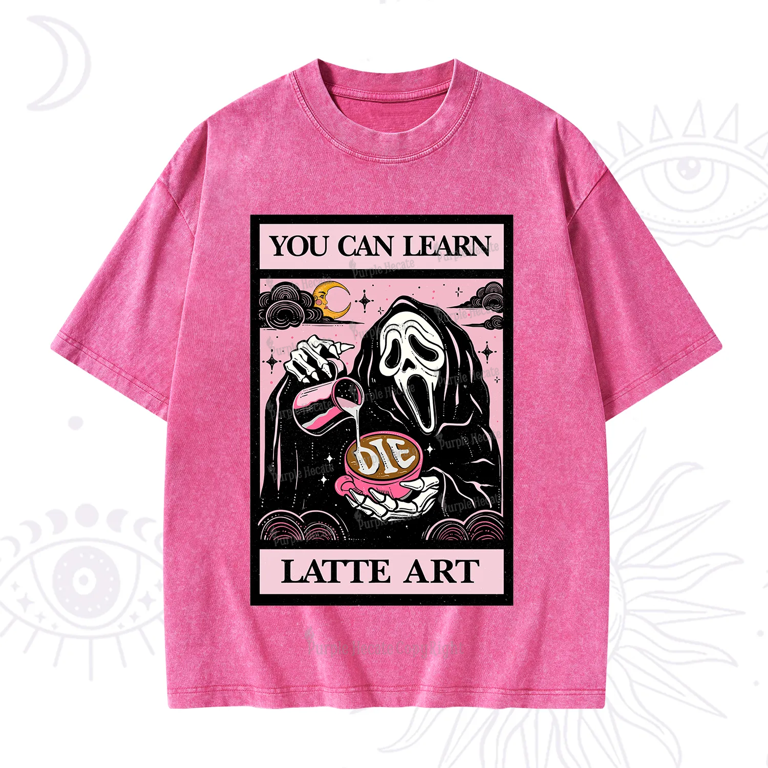 Purplehecate The You Can Learn Latte Art Oracle Card Washed T-Shirt