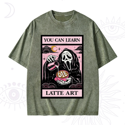 Purplehecate The You Can Learn Latte Art Oracle Card Washed T-Shirt