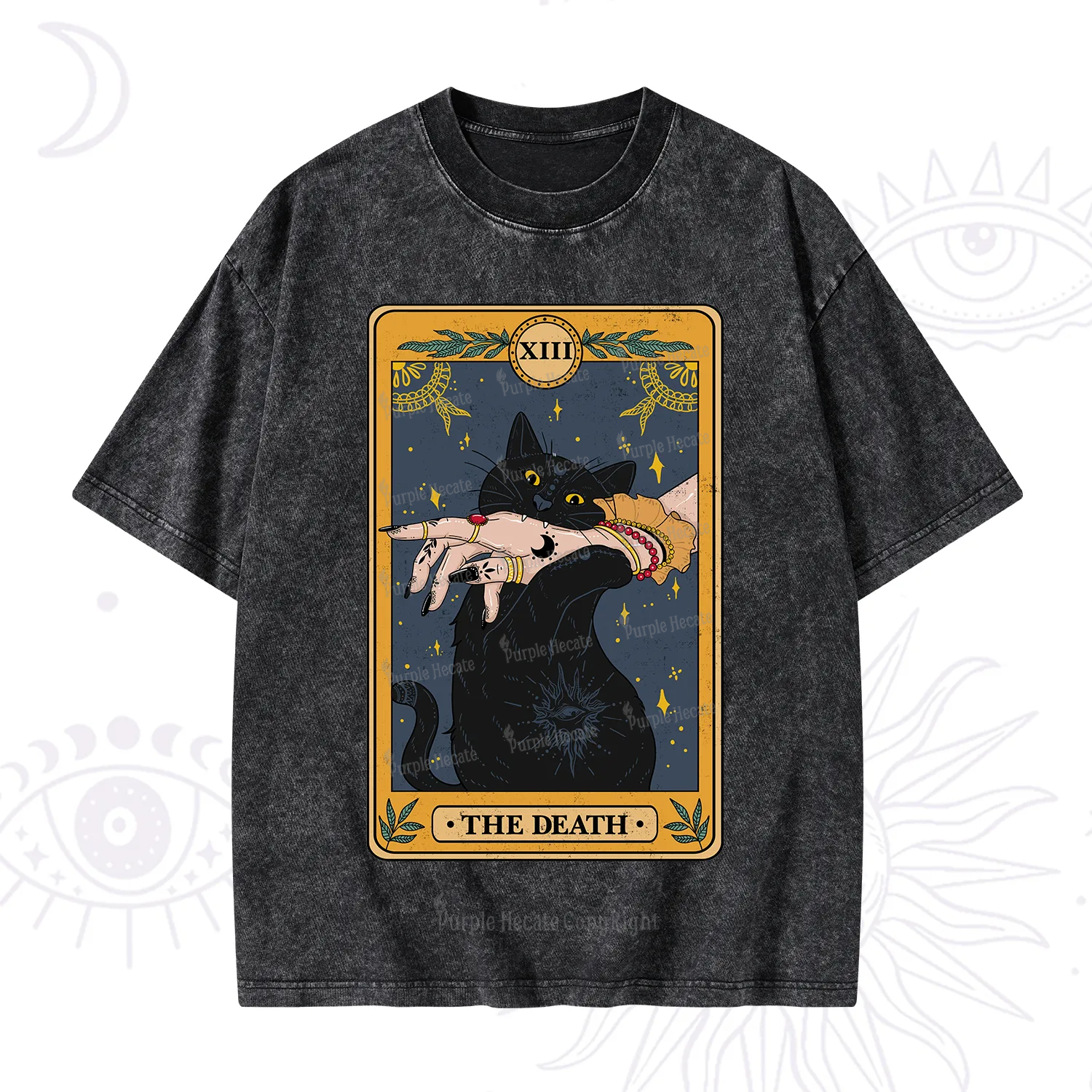 Purplehecate The Death Card Tarot Cat Washed T-Shirt