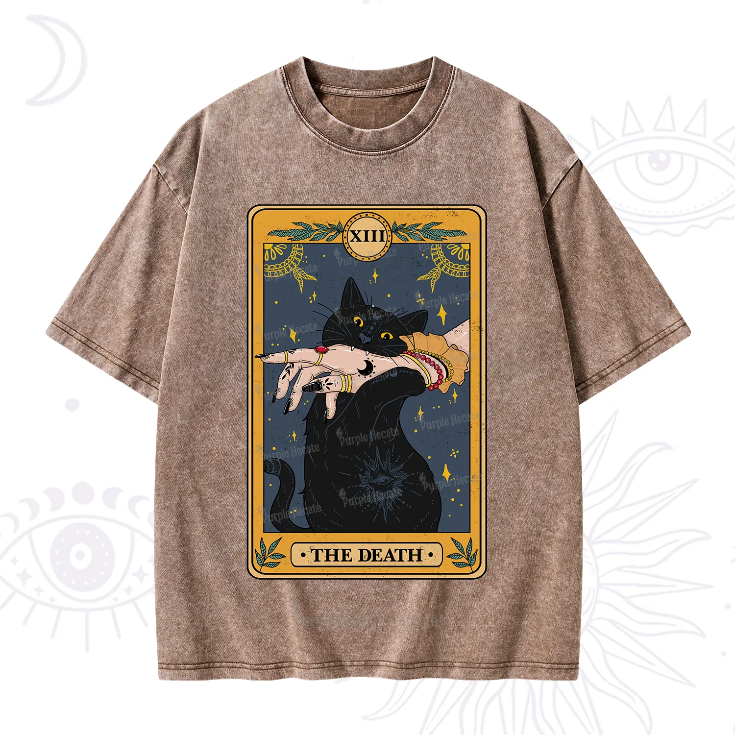 Purplehecate The Death Card Tarot Cat Washed T-Shirt