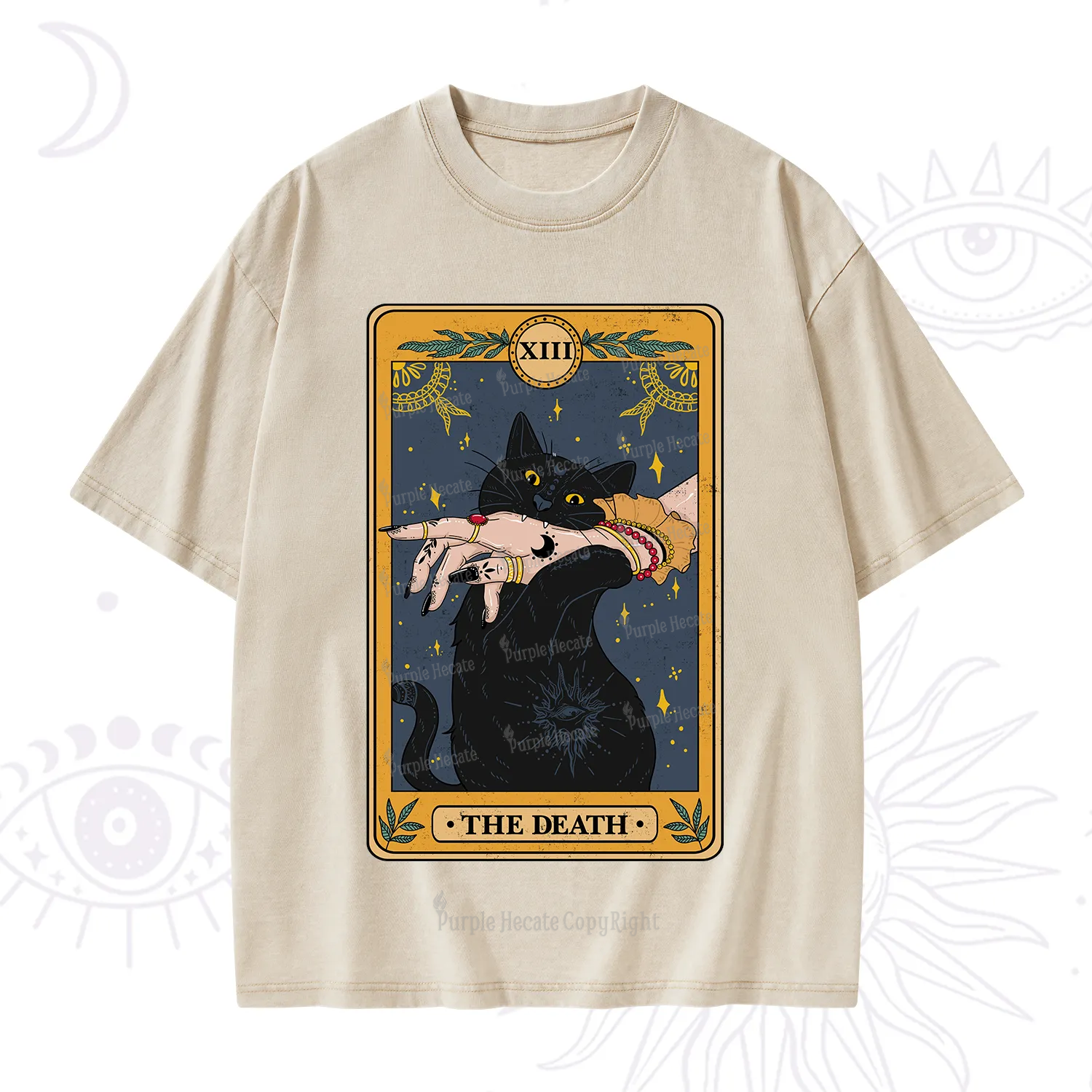 Purplehecate The Death Card Tarot Cat Washed T-Shirt