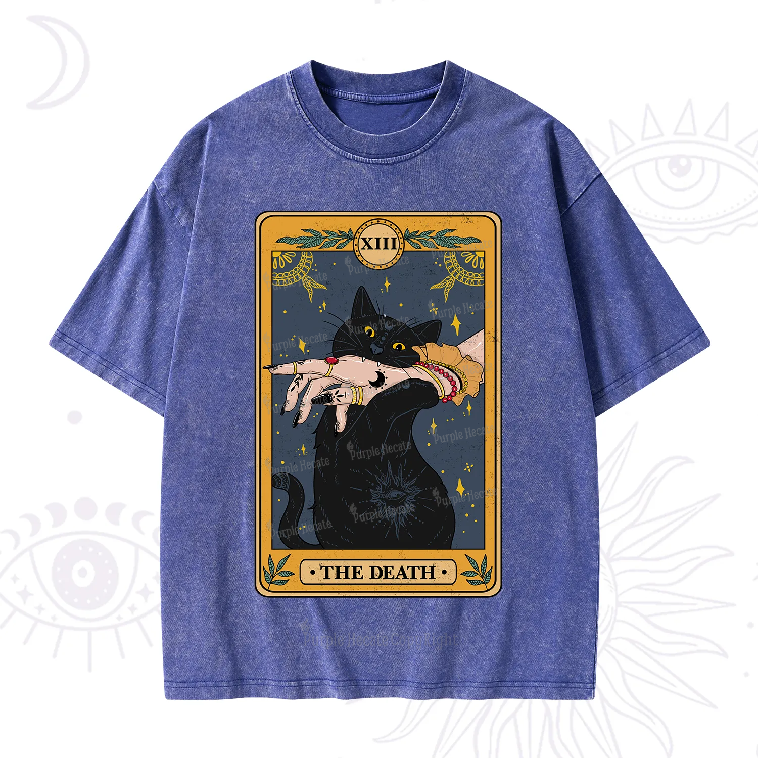 Purplehecate The Death Card Tarot Cat Washed T-Shirt