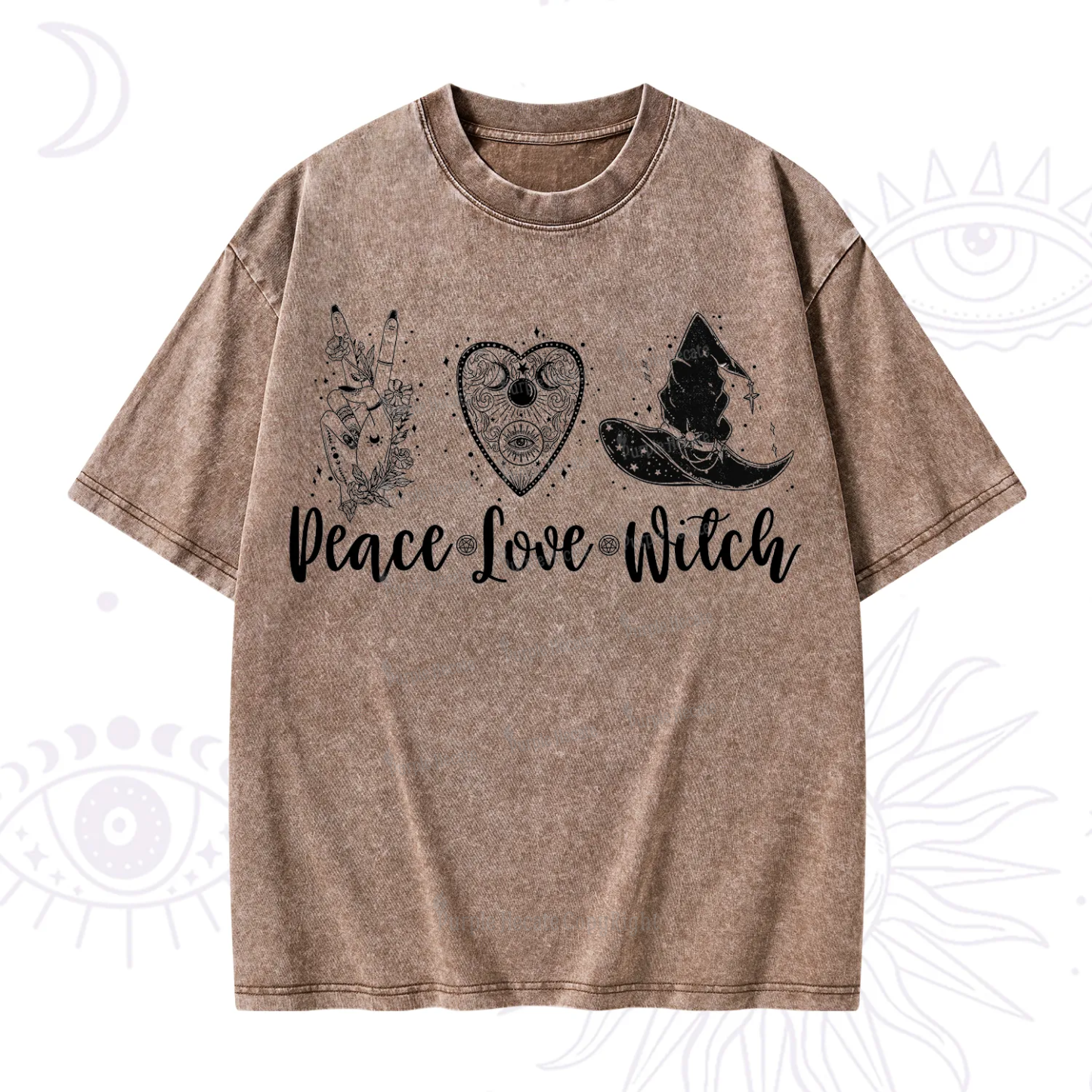 Purplehecate Peace Love Witch Washed T-Shirt