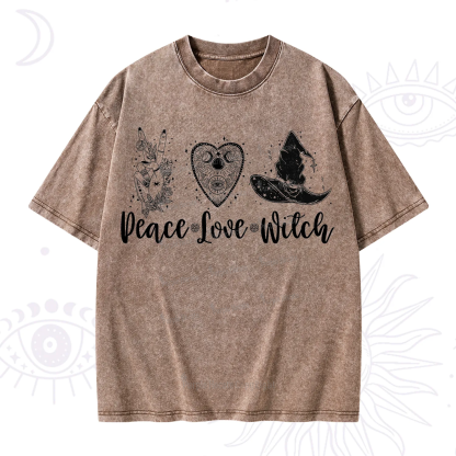 Purplehecate Peace Love Witch Washed T-Shirt
