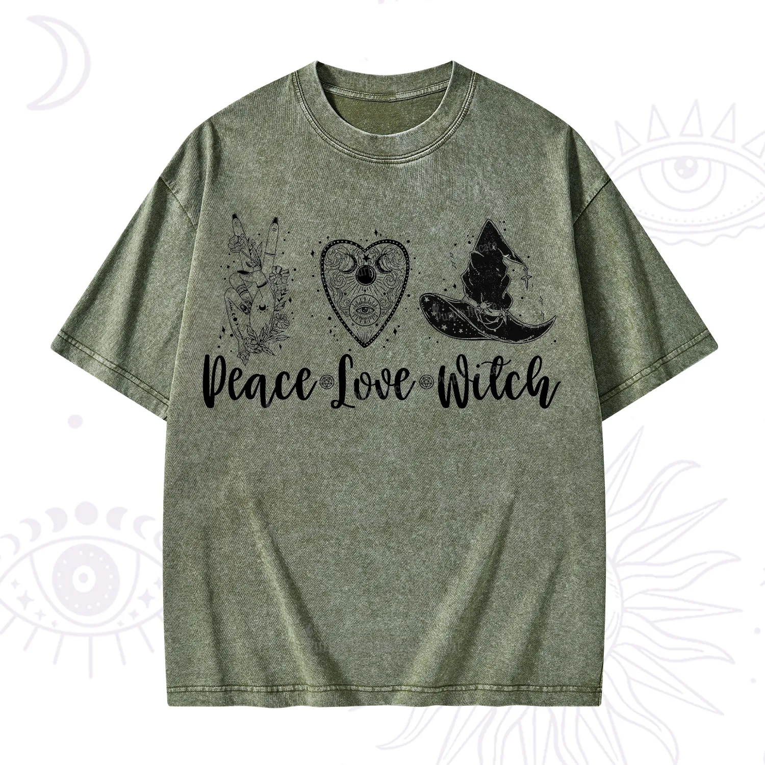 Purplehecate Peace Love Witch Washed T-Shirt