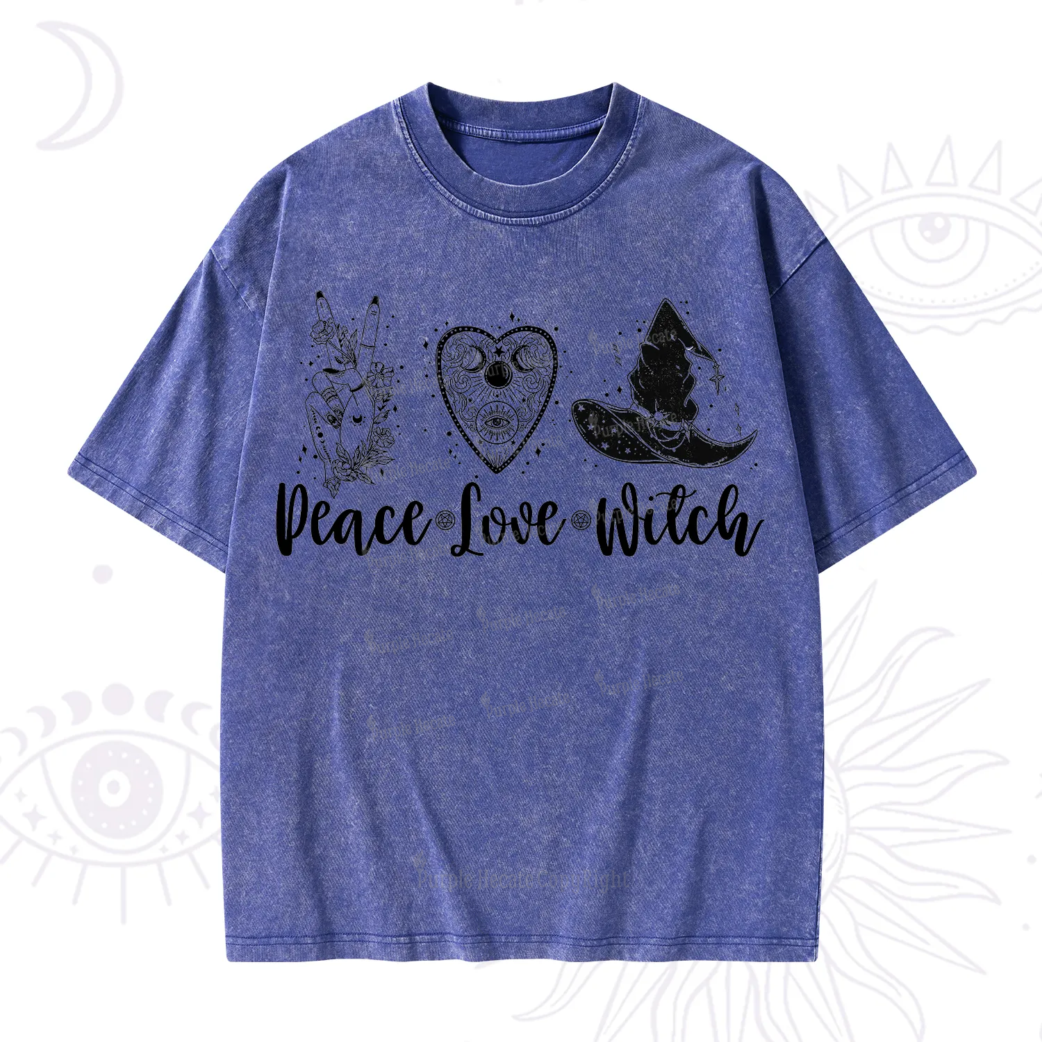 Purplehecate Peace Love Witch Washed T-Shirt