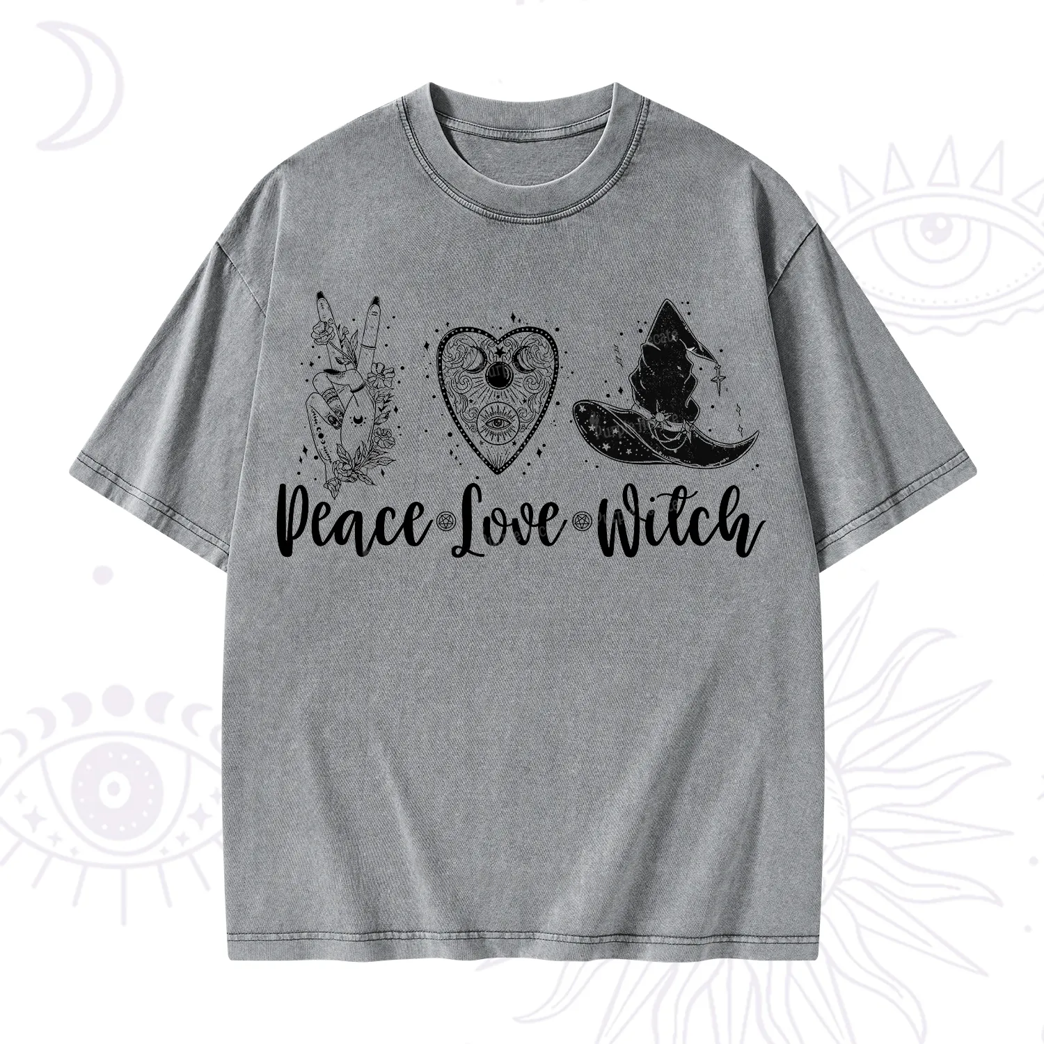 Purplehecate Peace Love Witch Washed T-Shirt