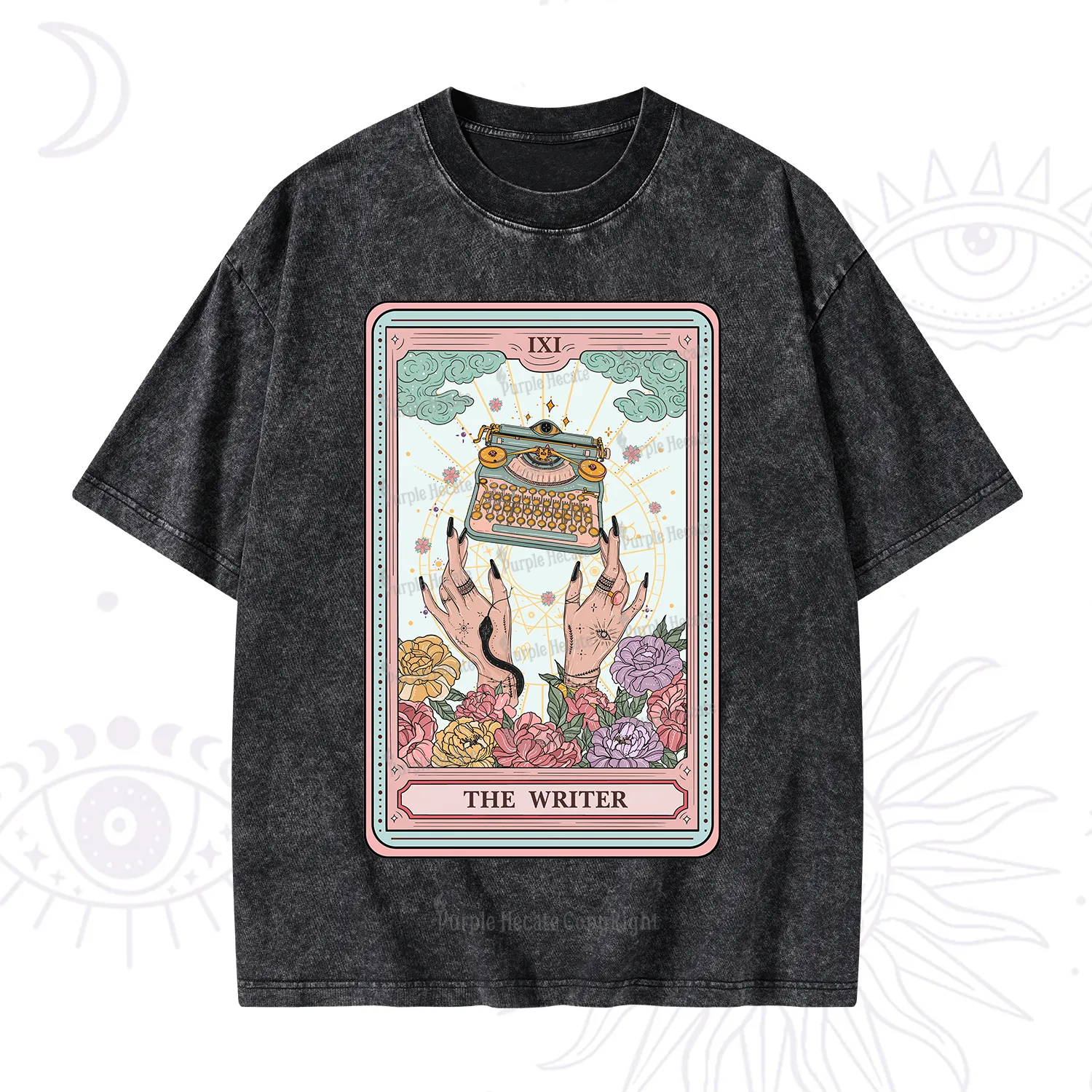 Purplehecate The Writer Tarot Card Washed T-Shirt