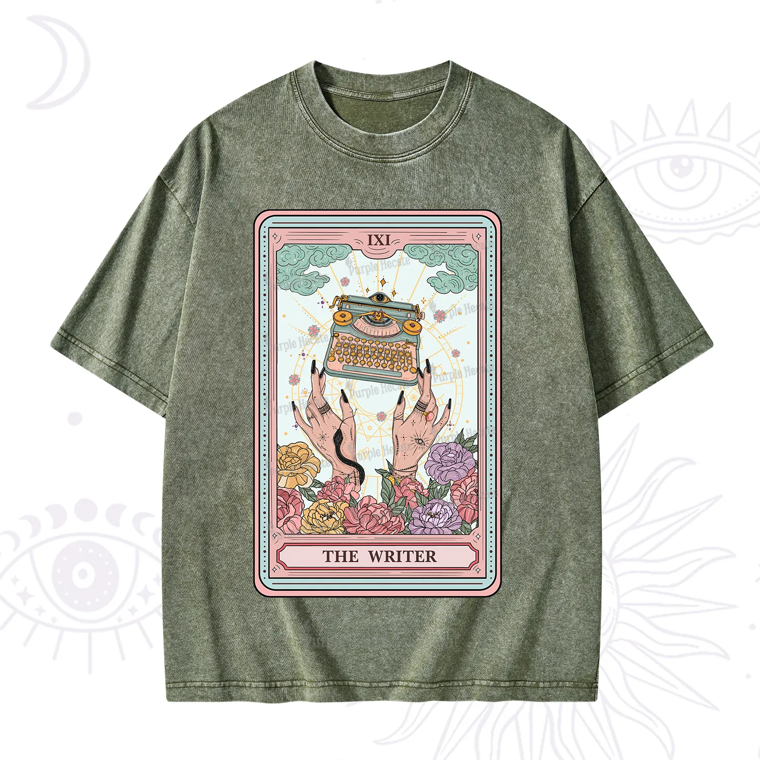 Purplehecate The Writer Tarot Card Washed T-Shirt