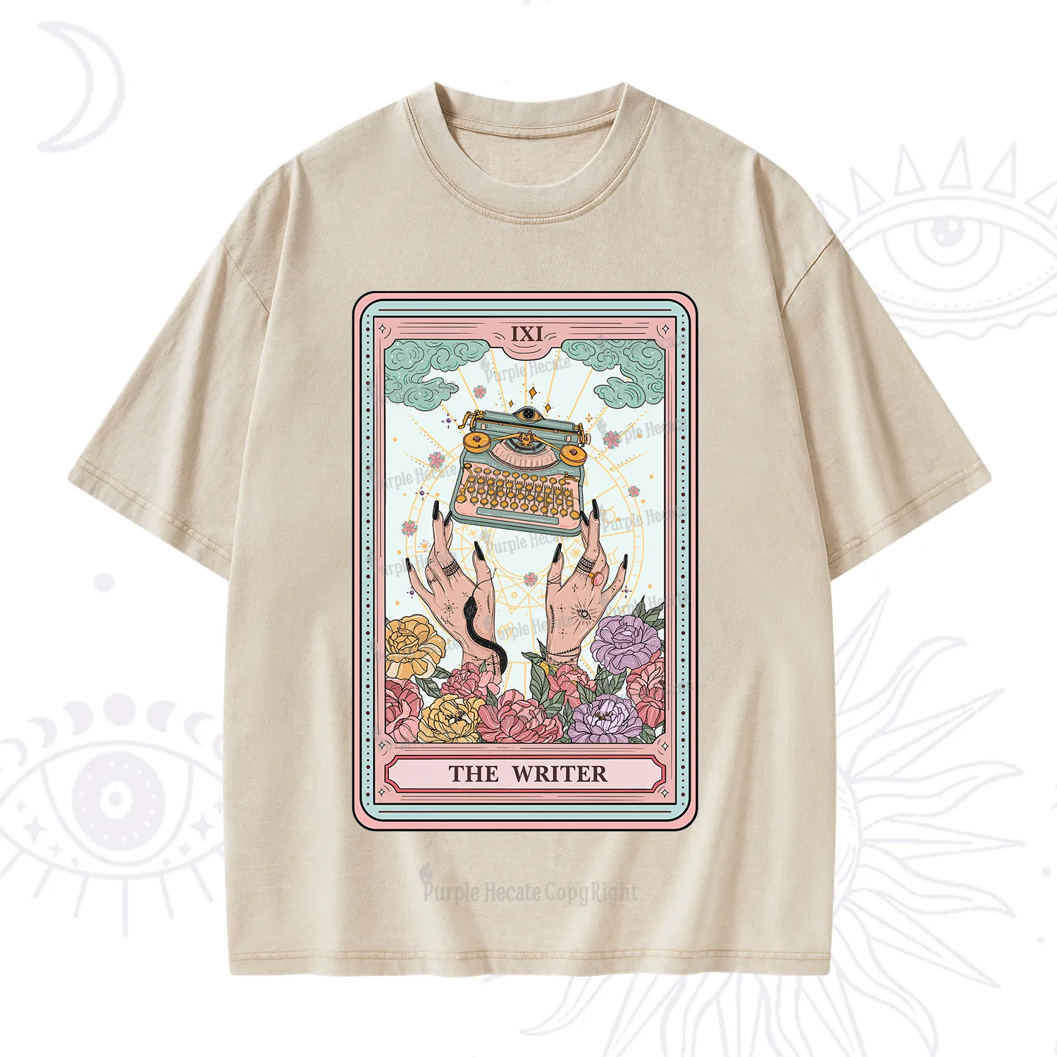Purplehecate The Writer Tarot Card Washed T-Shirt