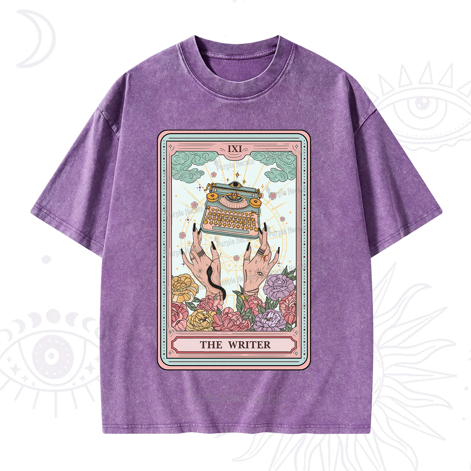 Purplehecate The Writer Tarot Card Washed T-Shirt