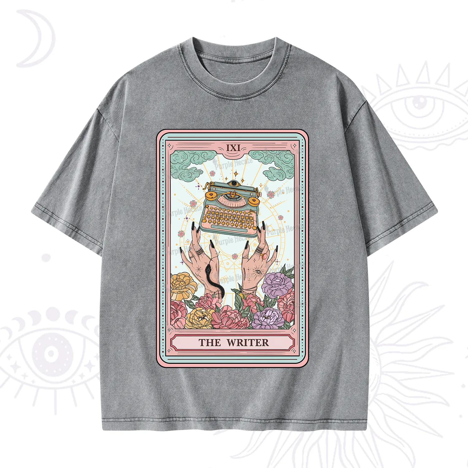 Purplehecate The Writer Tarot Card Washed T-Shirt